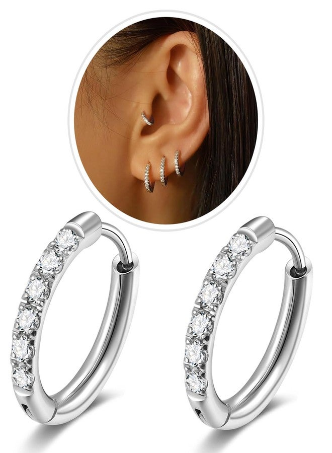 AMASIS 1 Pair Small Silver Hoop Earrings for Women Men,316L Surgical Steel Hinge Huggie Hoop Earrings fit Cartilage, Helix, Tragus, Sung, Earlobe Lightweight Hypoallergenic Earrings - Image 1